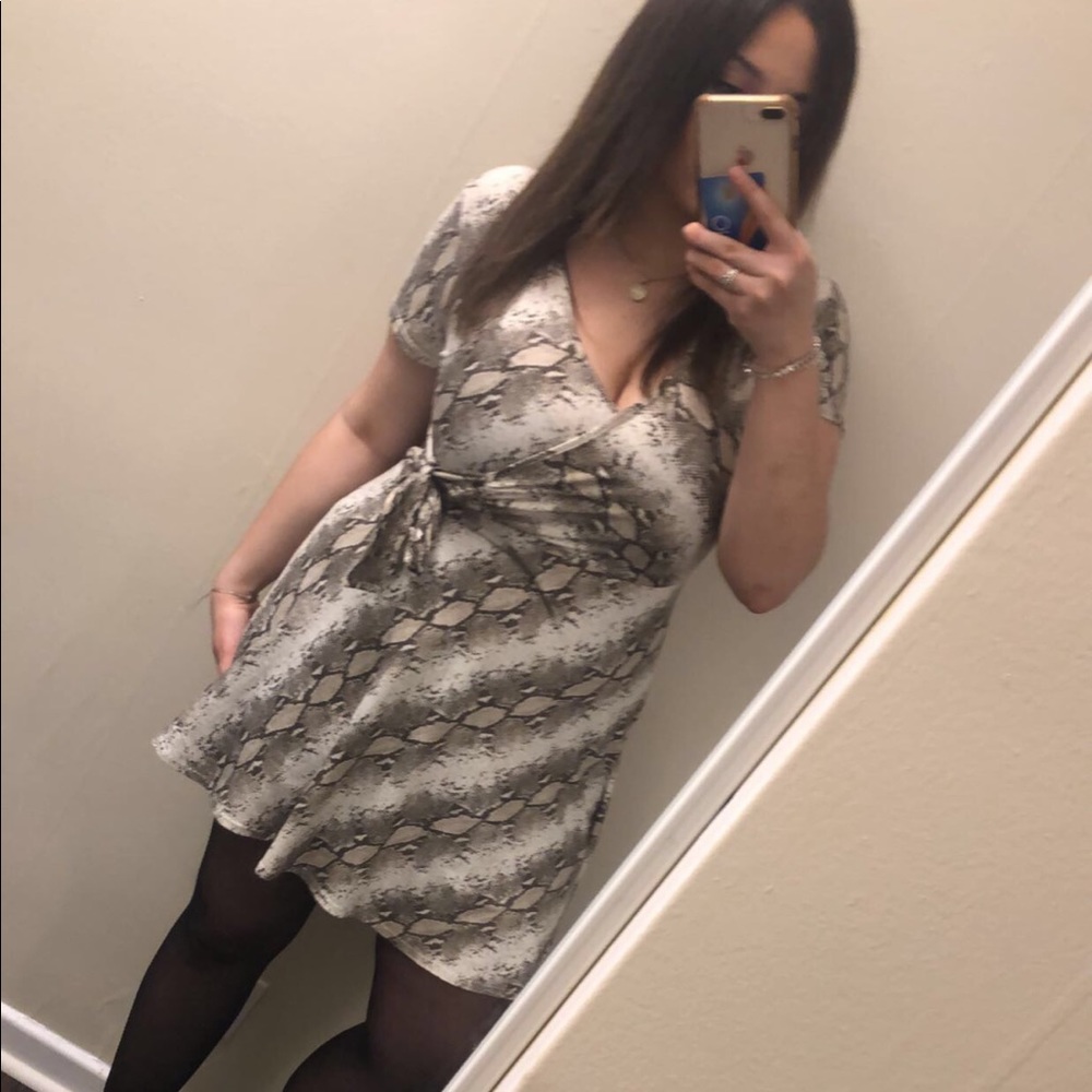 Snake print wrap dress